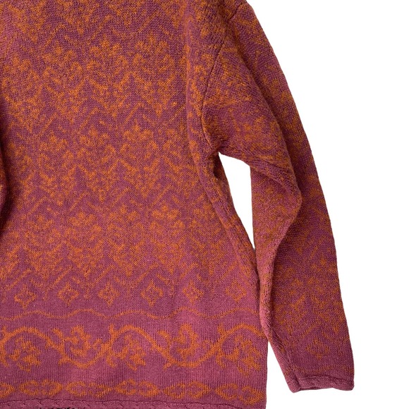 Nipon Studio Women's Vintage Sweater Embroidered Fringe Wool Cotton Red XL - Picture 12 of 16